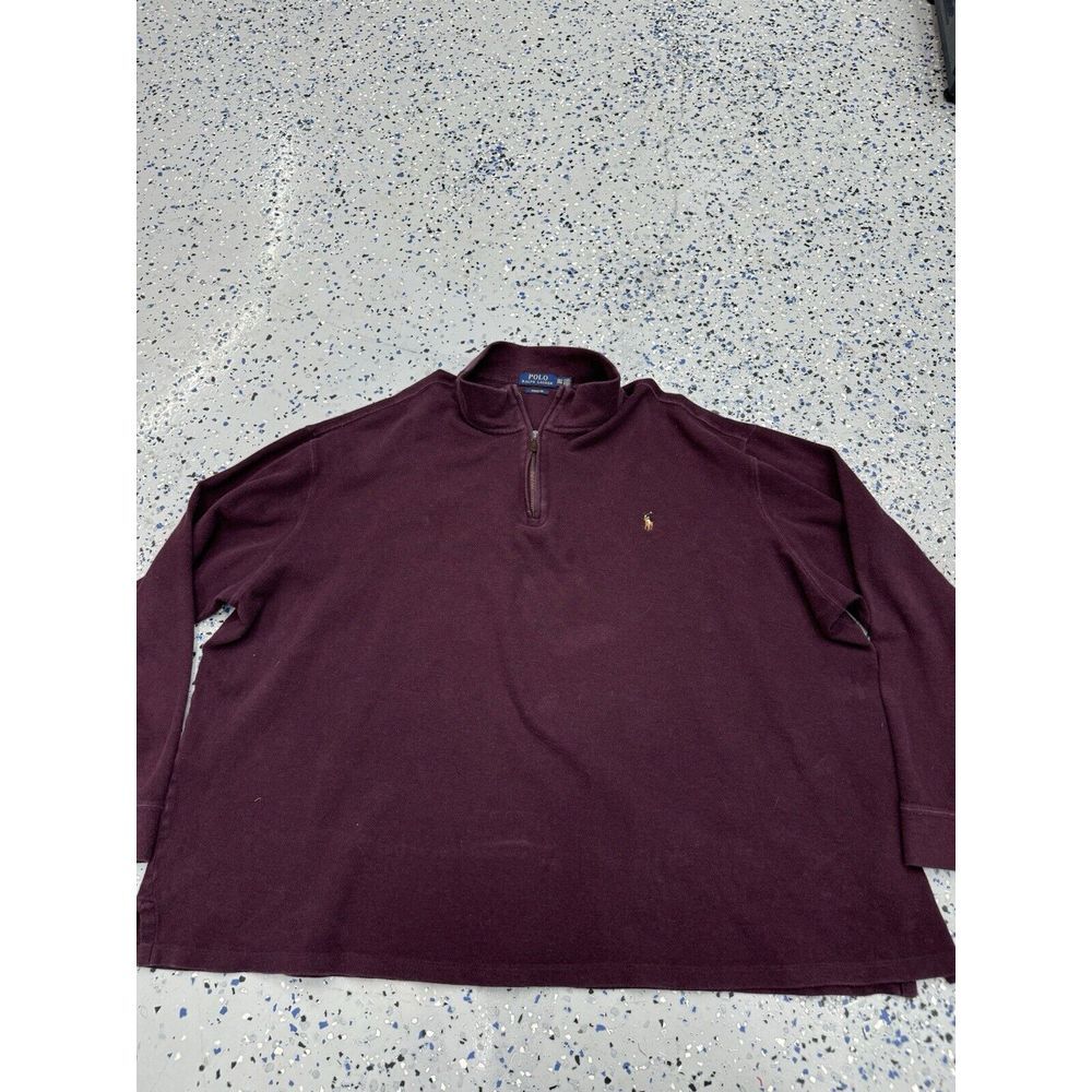 Polo Ralph Lauren 1/4 Zip Knit Sweater Adult 3XL Big 3XLT Estate Rib Maroon Red‎